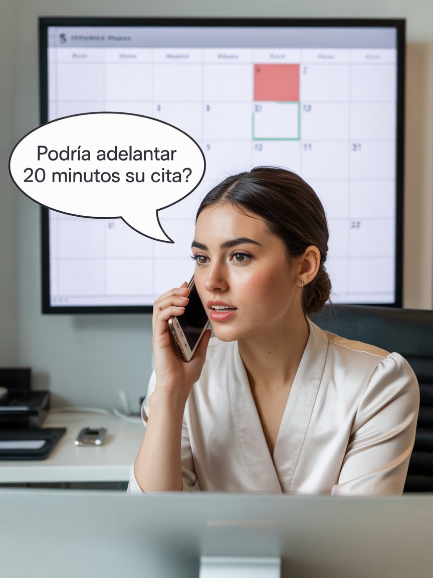 Secretaria adelantando cita telefónicamente