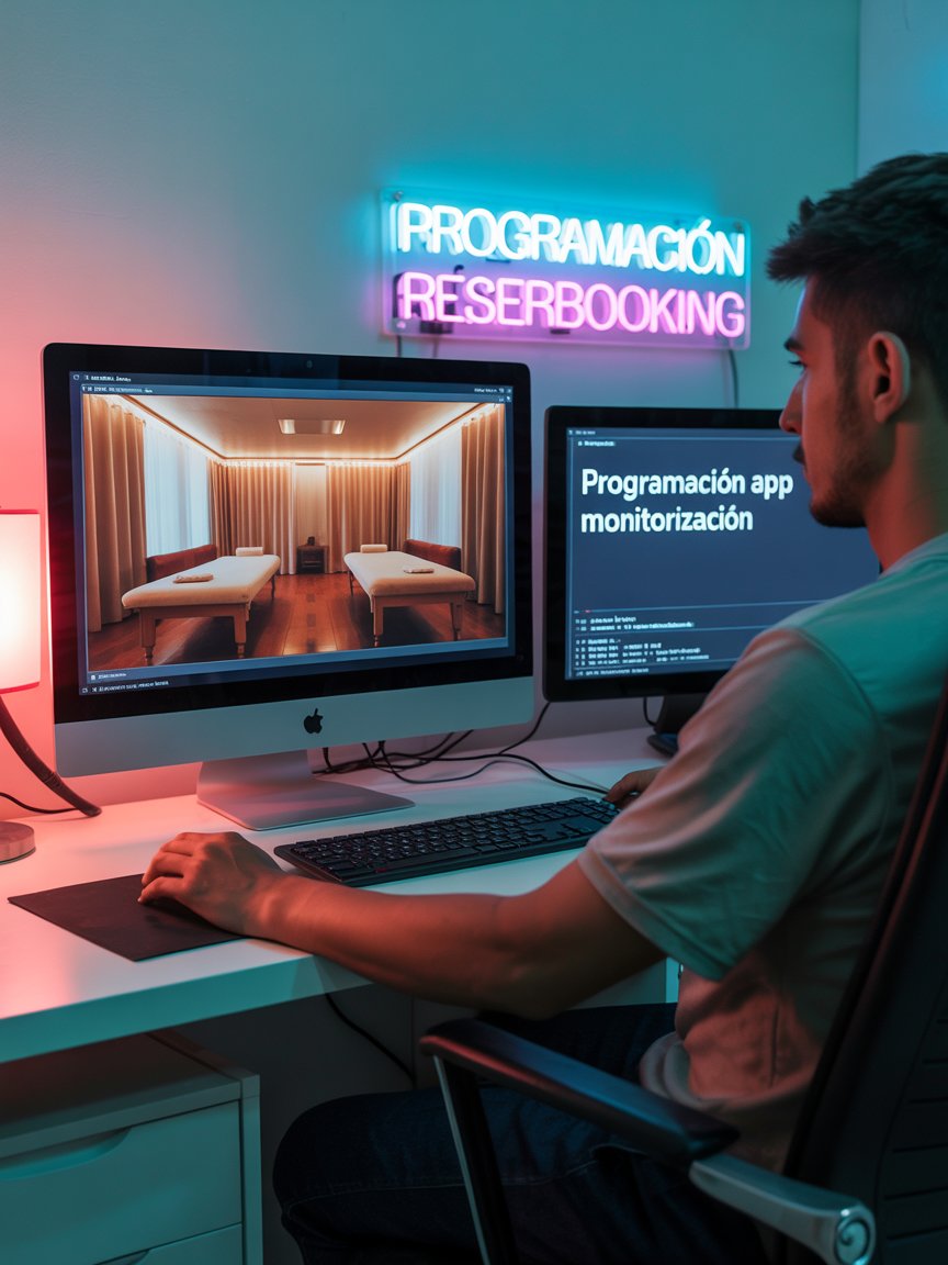 Informático programando sensores en pantallas